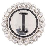 20MM English alphabet-I snap Antique silver  plated with  Rhinestones KC8538 snaps jewelry