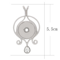 snap sliver Pendant with rhinestone fit 20MM snaps style jewelry KC0410