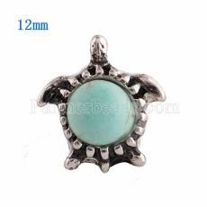 12MM Tortoise snap Silver Plated with green Turquoise KS9639-S snaps jewelry