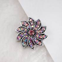 20MM snap flower silver plated with multicolor rhinestones  KC6320 interchangable snaps jewelry