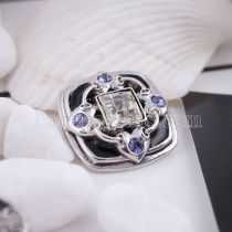 20MM design snap silver Antique plated with  rhinestone and black Enamel KC5437 snaps jewelry