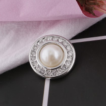 20MM Round snap Silver Plated white pearl KB5083  snaps jewelry