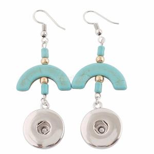 Snaps metal earring with Turquoise and small beads KC0935 fit 18mm chunks snaps jewelry