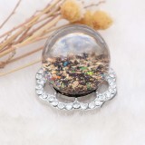 23MM Glossy Spherical opal black Amber snap Silver Plated with Rhinestone KC7971 snaps jewelry