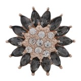 20MM design snap rose gold plated with gray rhinestone KC7576 snaps jewelry