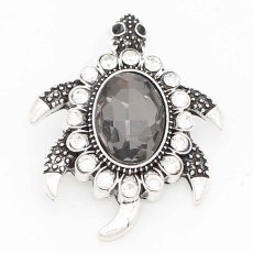 20MM turtle snap sliver Plated with gray rhinestones  KC6701 snaps jewelry