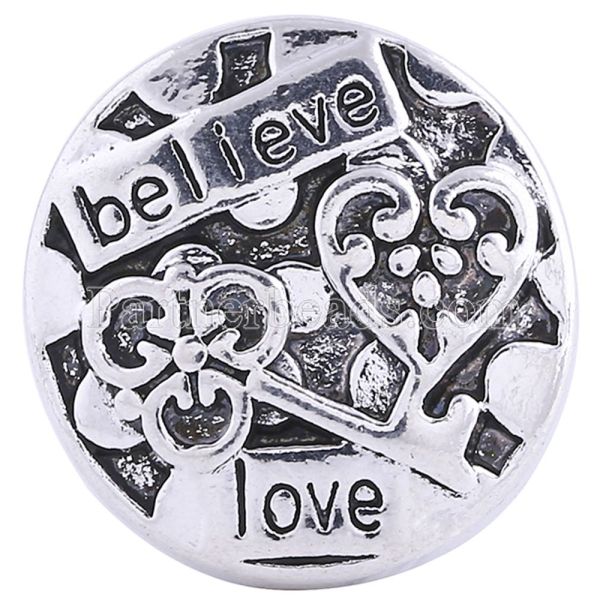 20MM valentine Love round snap Antique Silver Plated KC6173 snaps jewelry