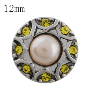 12MM design snap with yellow Rhinestone and bead KS5187-S interchangeable snaps jewelry