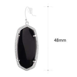 S925 Sterling Silver Kendra Scott style Elle Drop Earrings with Black agate GM6005