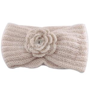 Winter Knit Headband fit 18mm snap button beige