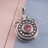 20MM Round snap Antique Silver Plated with pink rhinestones KB7744 snaps jewelry