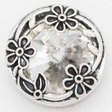 20MM design snap Silver Plated with white rhinestone KC6733 snaps jewelry