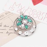 20MM snap Silver Plated with Green rhinestone KC7861 snaps jewelry