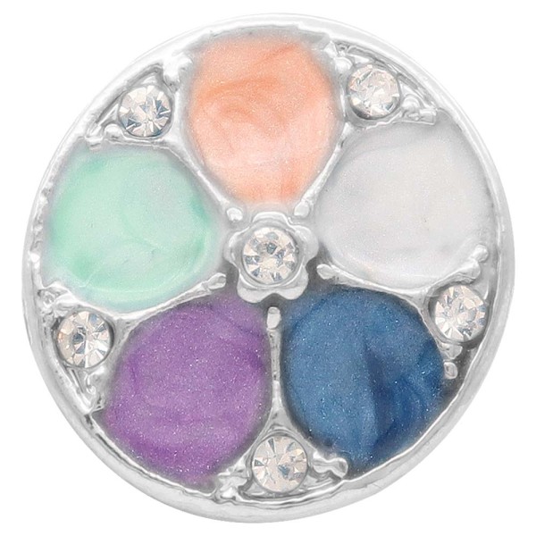 20MM design snap silver Plated with rhinestone and Multicolor enamel KC6919 snaps jewelry