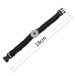 18CM  Handmade Lifesaving rope black line bracelets KC0270 fit 20mm snaps chunks