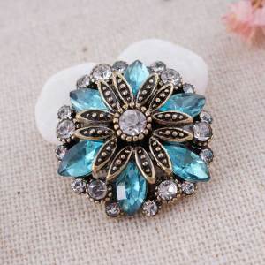 20MM design snap gold Plated with blue Rhinestones  KC7311 snaps jewelry
