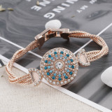 20MM round Rose-Gold Plated with blue rhinestone KC7568 snaps jewelry