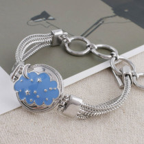 20MM Moon and stars snap silver plated with blue Enamel KC5590 snaps jewelry