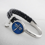 20MM Dragonfly snap Silver Plated with Enamel KB7715 blue