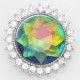 20MM  design snap Silver Plated with  rhinestone KC6869 opal green