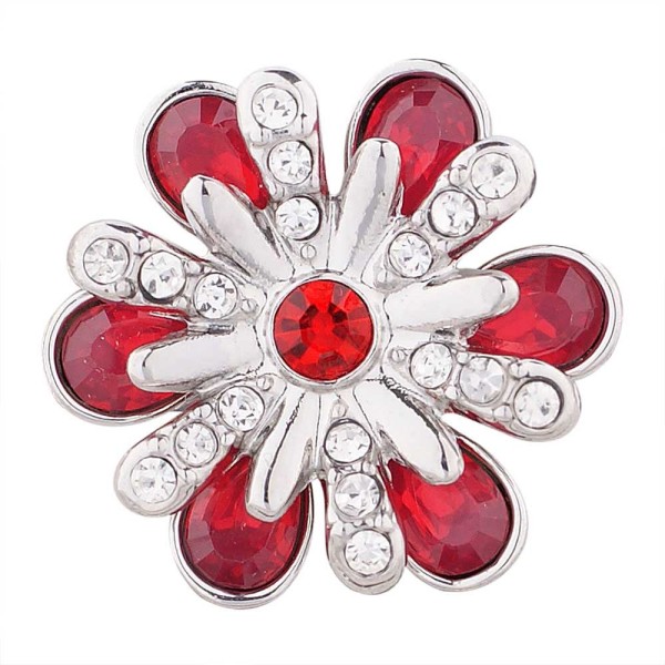 20MM design snap silver plated with red Rhinestone KC5503 snaps jewelry