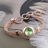 20MM round snap rose-gold Plated with green Rhinestone KC9765 snaps jewelry