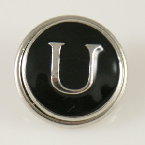 20MM English alphabet-U  snap silver  plated KB1271 with  Enamel interchangeable snaps jewelry