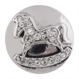 20MM Trojan snap silver plated with white Rhinestone KC5485 snaps jewelry