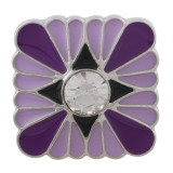 20MM Square sliver Plated with rhinestone and purple enamel KC6542 snaps jewelry