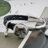 20MM cat Painted enamel metal C5272 print snaps jewelry