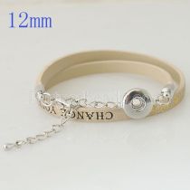 PU bracelets fit 12MM snaps chunks