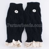 Knitted Leg Warmers fit 20mm snap button KB9785 black