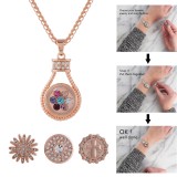 Pendant of rhinestone Rose Gold  Necklace with 50CM chain KC1036 snaps jewelry