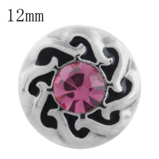 12MM design snap with pink Rhinestone KS5194-S interchangeable snaps jewelry