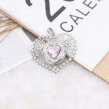 20MM love design snap Silver Plated with pink rhinestone KC9923 snaps jewelry