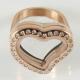 Stainless Steel RING  Mix6-10# size  with Dia 20mm heart floating charm locket rose gold color  rings for women