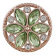 20MM round Rose-Gold Plated with green rhinestone KC7552 snaps jewelry