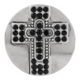 20MM cross snap button Silver Plated with black Rhinestone KC9855 snap jewelry