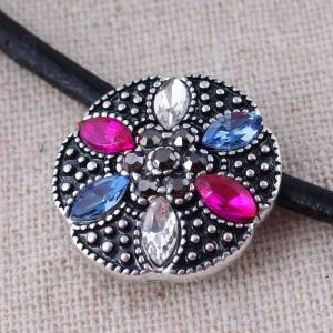20MM Design snap Silver Plated with multicolor rhinestones KC8593 snaps jewelry