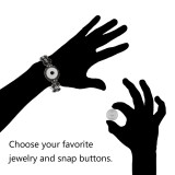 18CM 1 buttons snaps sliver bracelet with rhinestone fit 18&20MM snaps chunks