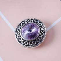 20MM Round snap Antique Silver Plated with purple rhinestone KB6901 snaps jewelry