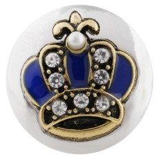 20MM crown snap gold plated with Rhinestone and blue Enamel KC7462 interchangeable snaps jewelry