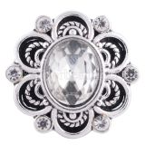 20MM snap flower silver plated with white rhinestones  KC6288 interchangable snaps jewelry