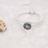 1 buttons white leather with Spot rhinestone beads KC0875 new type bracelets fit 20mm snaps chunks