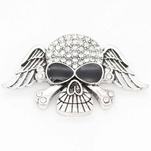 20MM skull snap sliver Plated With rhinestones KC6697 snaps jewelry