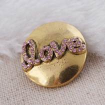 20MM valentine love snap Gold Plated with pink rhinestones KC8607 snaps jewelry