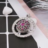 20MM Hollow snap Antique Silver Plated with rose-red rhinestone KB5289 snaps jewelry