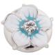 20MM flower snap Silver Plated with white Enamel and Rhinestones KC8800 snaps jewelry