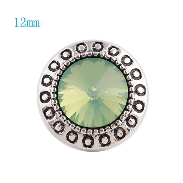 12MM Round snap Silver Plated with green rhinestone KS6048-S snaps jewelry