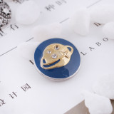 20MM planet snap silver Antique plated with rhinestone and blue Enamel KC5321 snaps jewelry